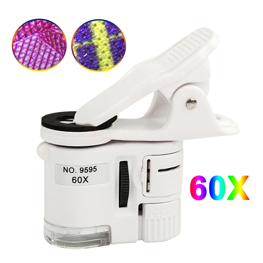 Joernso 60X Lens Mini Pocket LED UV Microscope Magnifier Jewelry Loupe Magnifying Glass